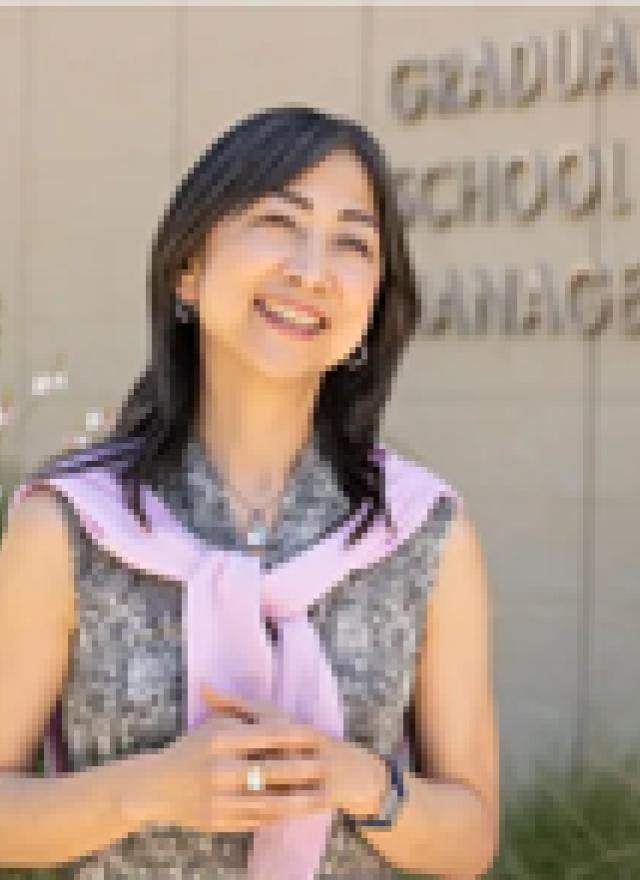 photo of Ayako Yasuda outside Gallagher Hall