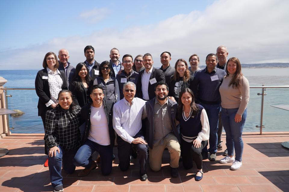 Students, staff and alumni from the UC Davis Graduate School of Management attended a three-day weekend retreat at the Monterey Plaza Hotel and Spa led by Dean H. Rao Unnava (bottom center).