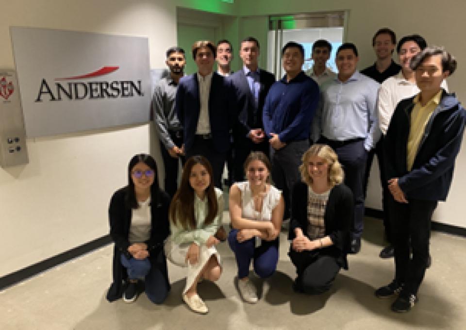 Kendall Richards with a group on interns at the Andersen offices.