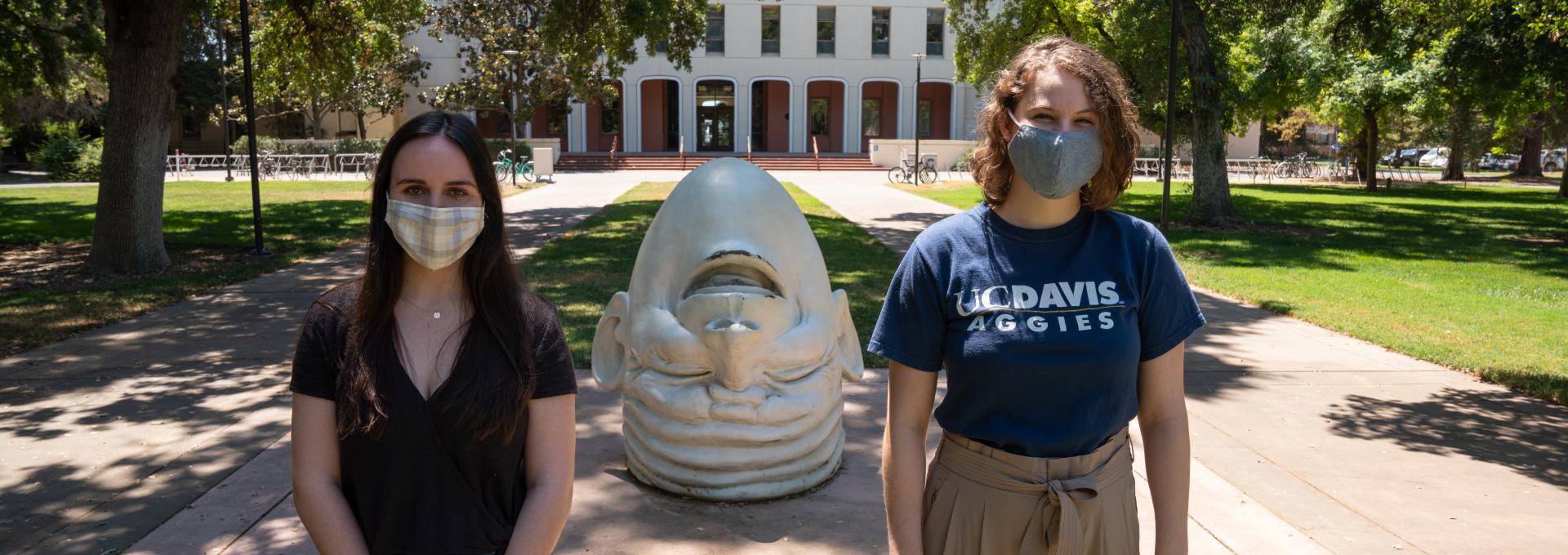 Students with Masks on UC Davis Campus