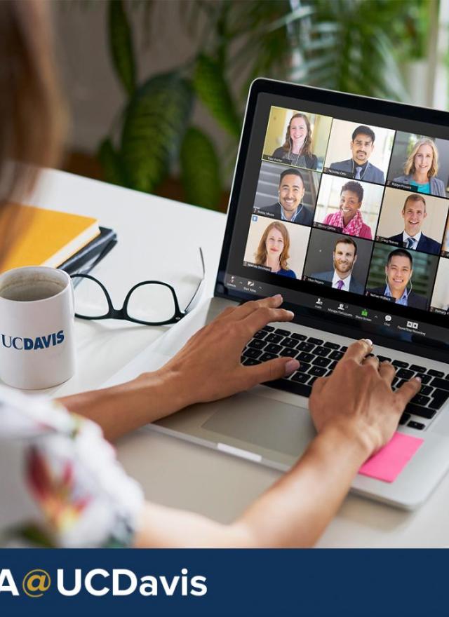 UC Davis MBA Student on a web conference with multiple people