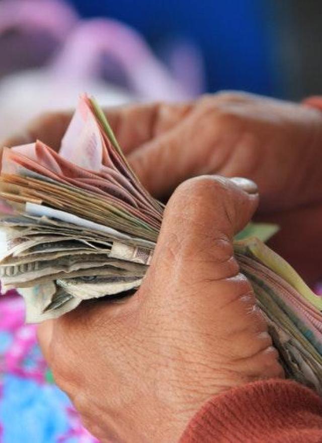 Woman's hands holding cash