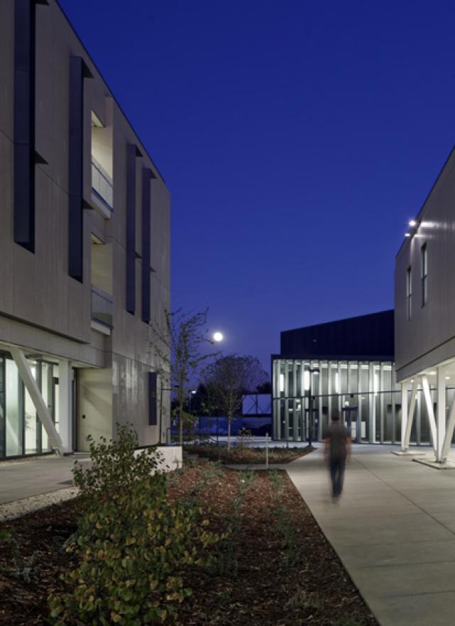 Outside of Gallagher Hall at Night
