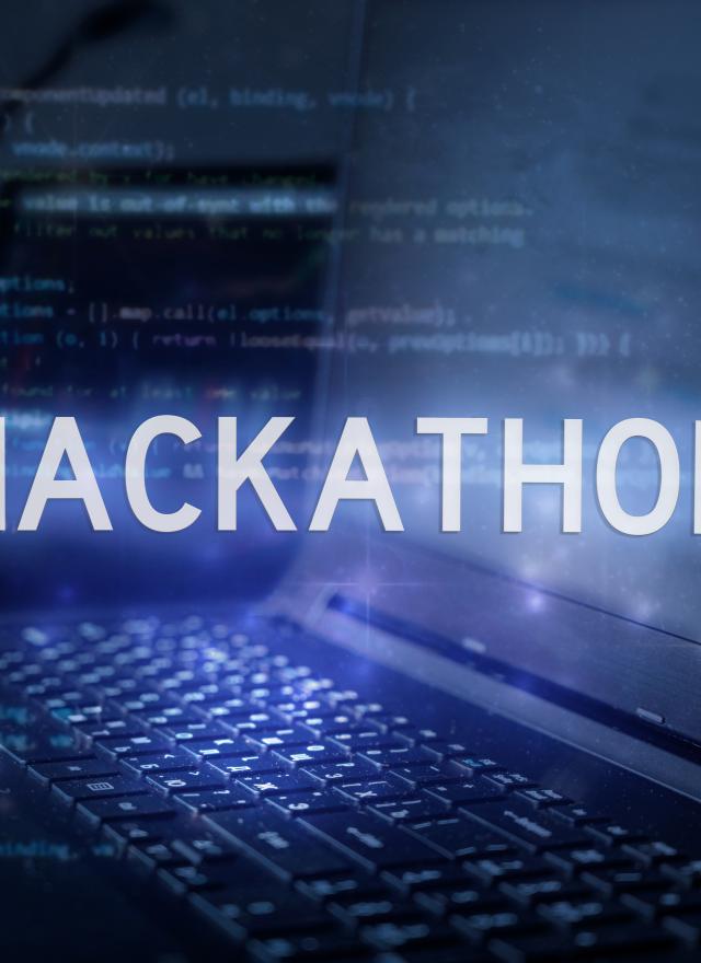 Hackathon against laptop background