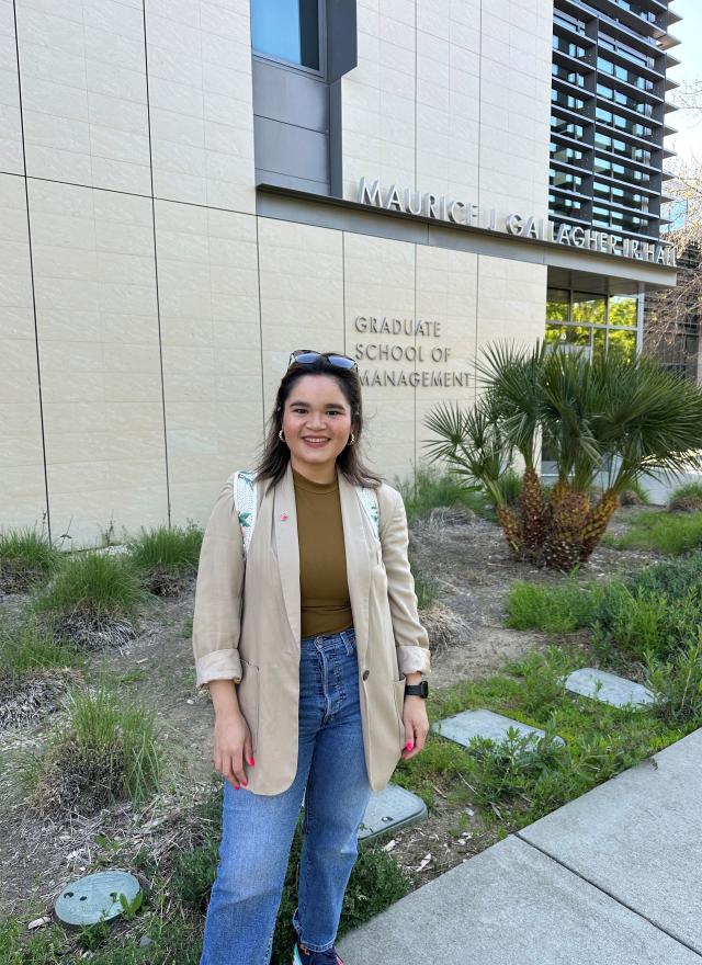 Marisol Ibarra in front of Gallagher Hall