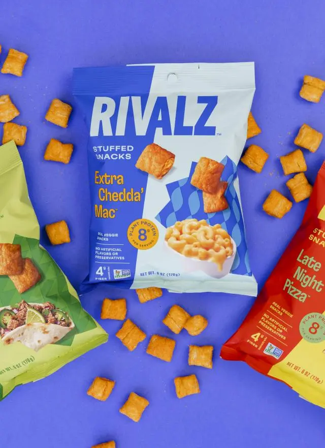 three bags of Rivalz snack foods