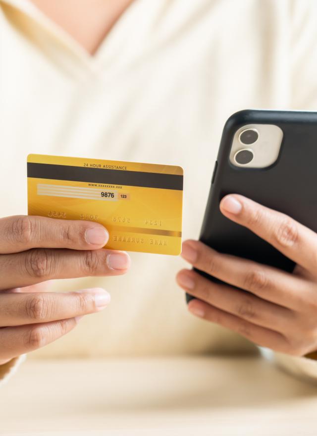 stock photo of credit card and smartphone