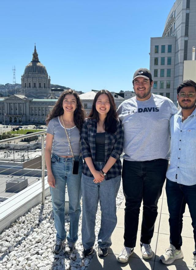 MSBA students wearing UC Davis sweaters in San Francisco