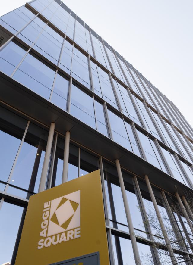 UC Davis Aggie Square exterior with sign