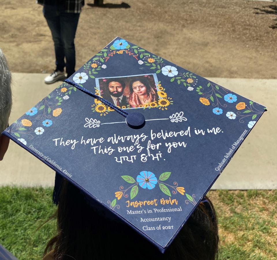 Jaspreet's commencement hat