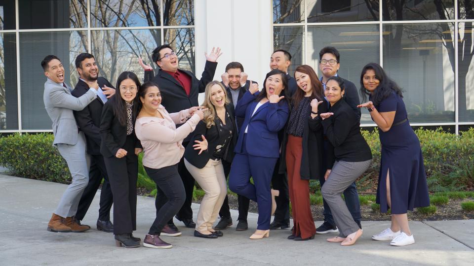 Kevin Chuc MBA 22 and GSMSA BA pose for a funny photo