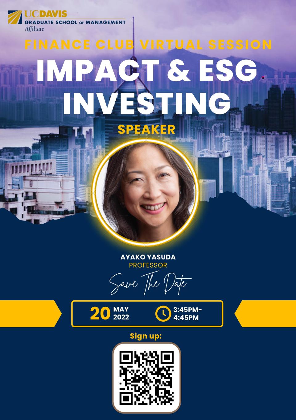 Finance Club Flyer ft. Speaker, Professor Ayako Yasuda