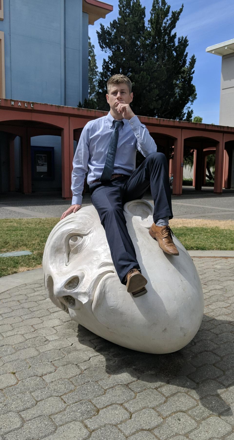 Kyle Gillingwater MPAc 21 takes a photo on one of the UC Davis Eggheads 