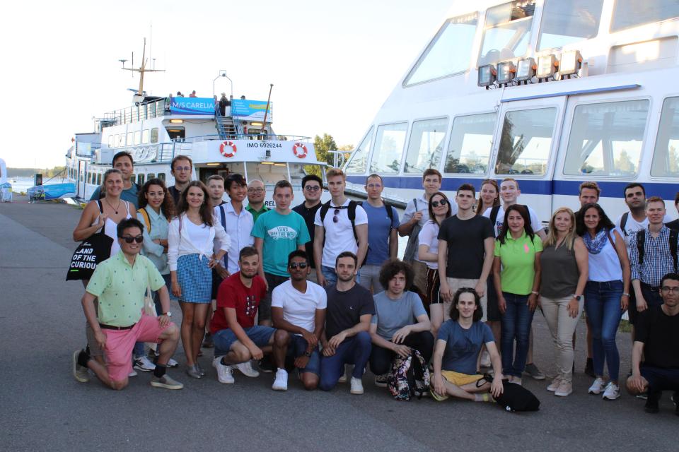Group photo in front of ferry