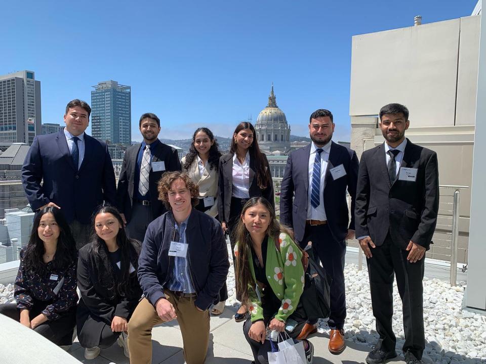 On the first day of MSBA orientation, Domenic Diaz (back row, far left) toured the program’s campus in San Francisco with a group of fellow members of the incoming class of 2022.