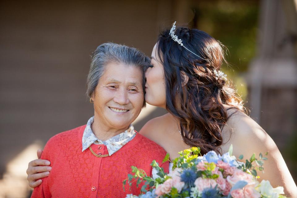 Jialei Emily Sun with her grandmother on her wedding day