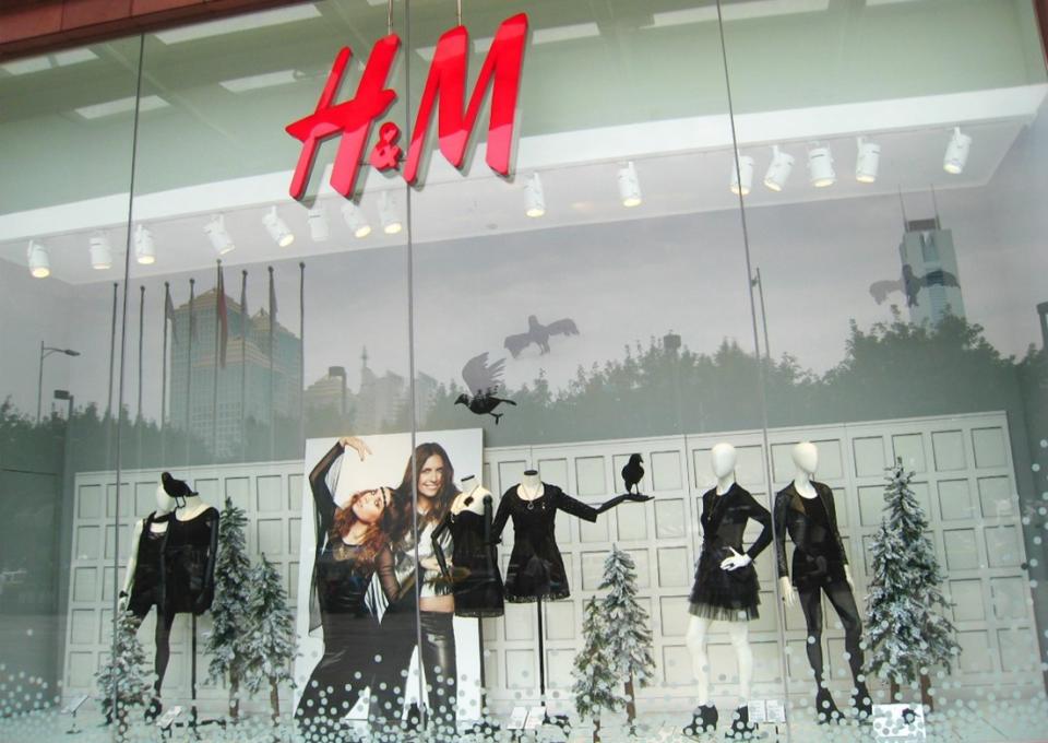 A display window outside H&M which was styled by Faye Wu