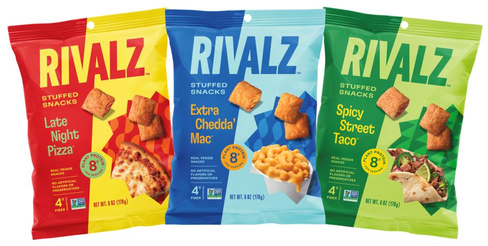 three bags of Rivalz snack foods
