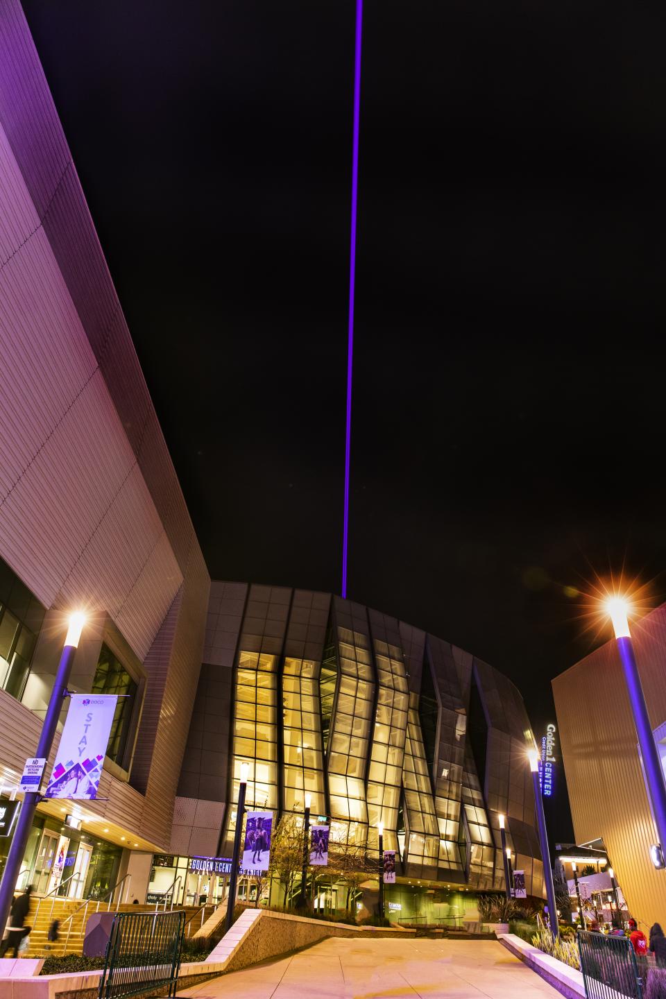 Light The Beam, shown in front of Golden 1 Center after Sacramento Kings win