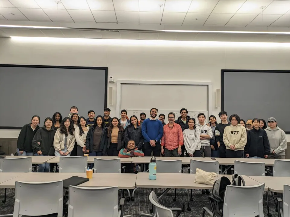 Rohan Ranshinge with the MSBA 2024 cohort in a classroom