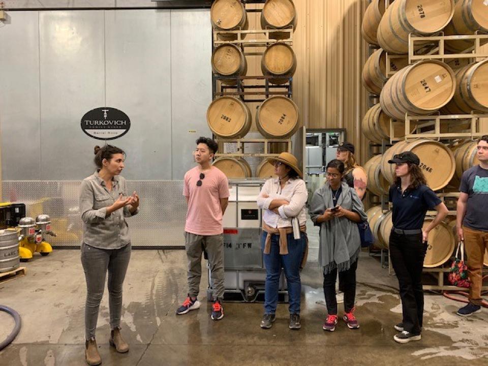 Students touring a warehouse