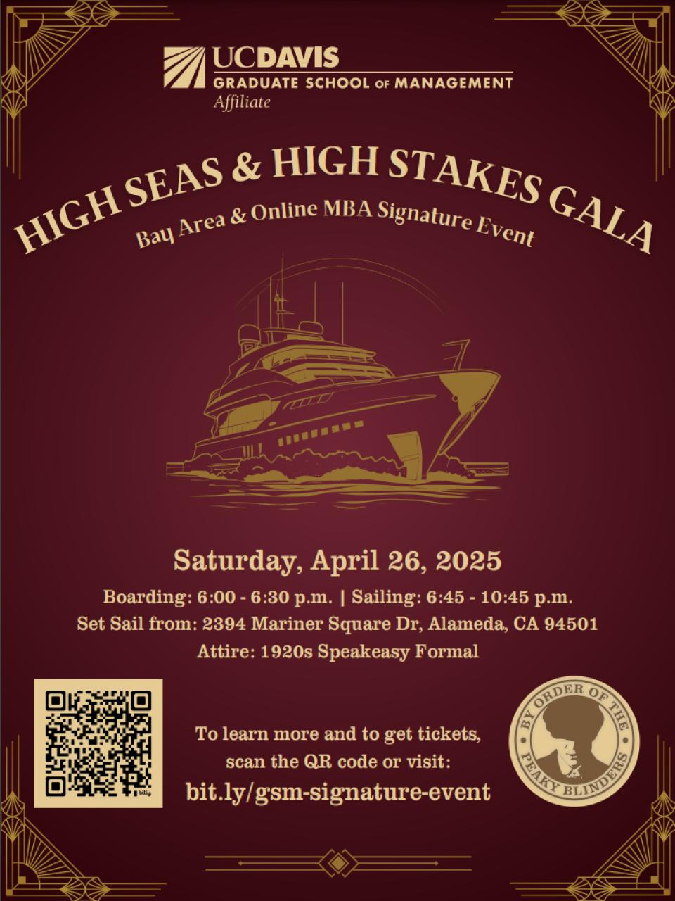 Flyer with event details and an illustration of a cruise ship