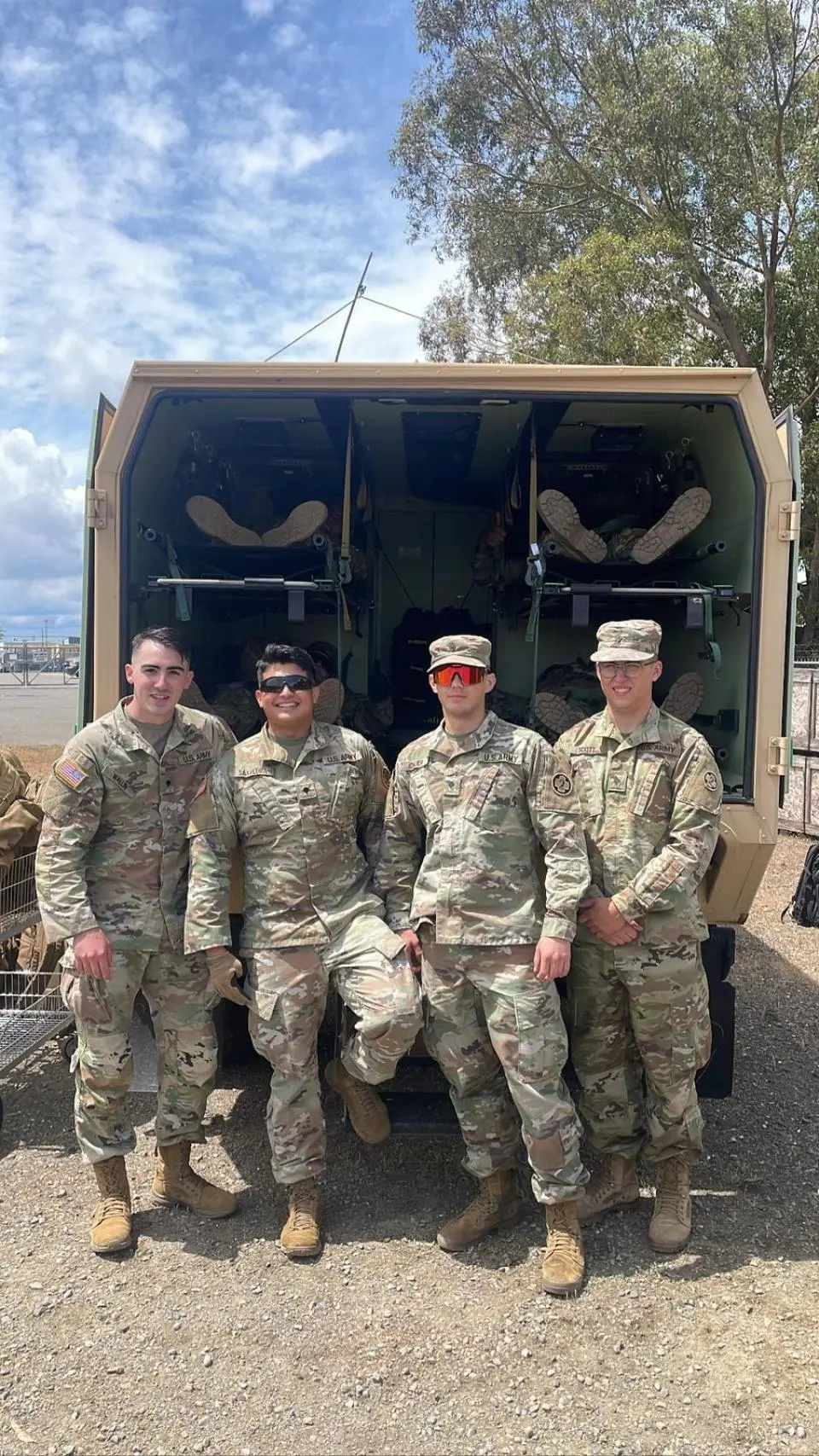 Eduardo Saavedra and three fellow soldiers