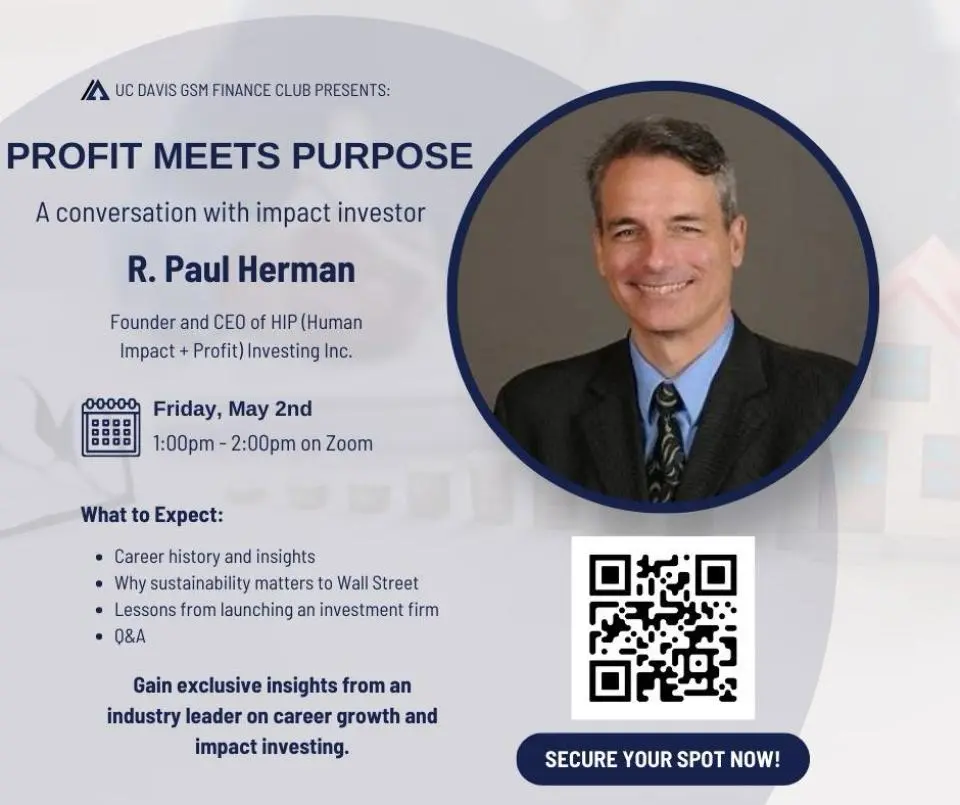 Event flyer for Finance Club speaker series