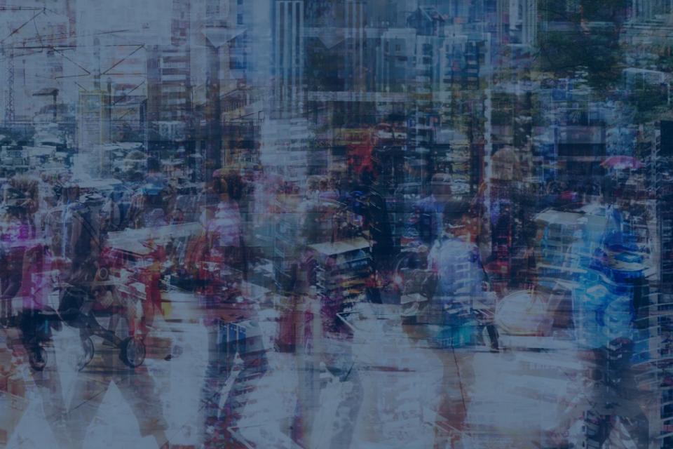 People walking in street