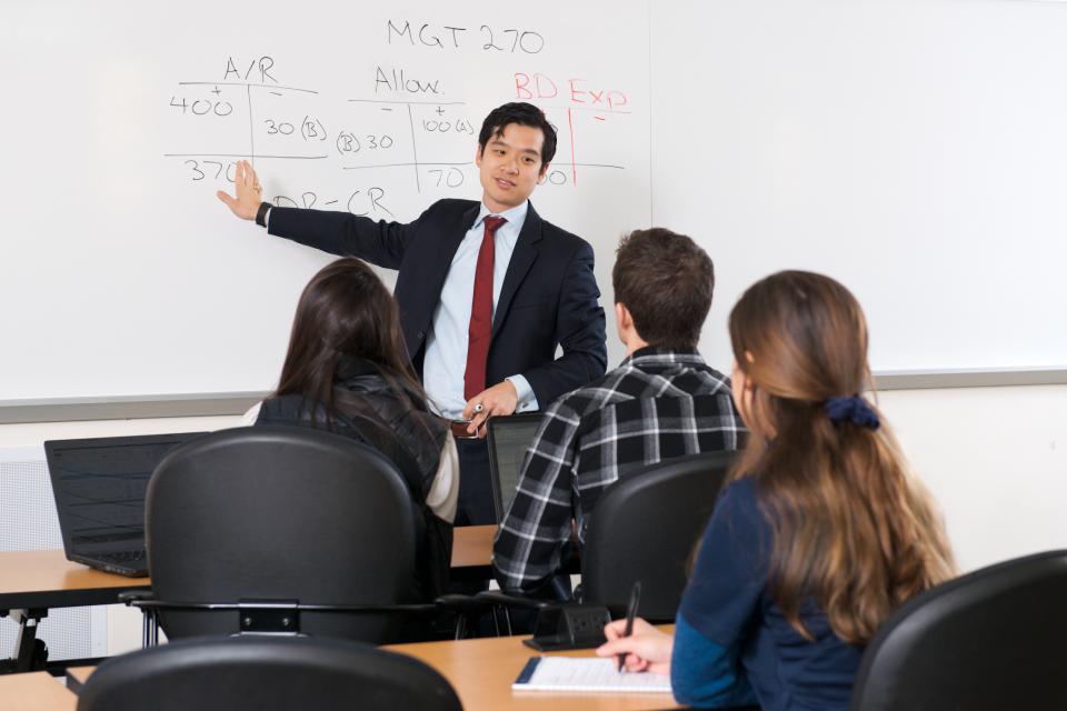 Accounting Professor Paul Wong teaching MPAc class