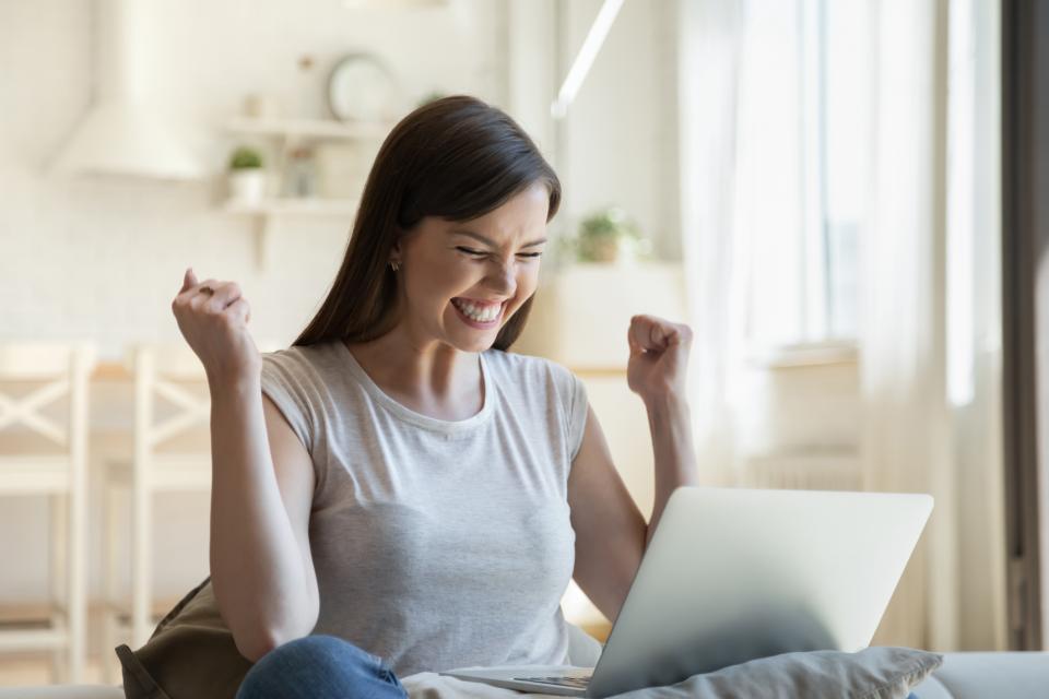 Woman in front of laptop