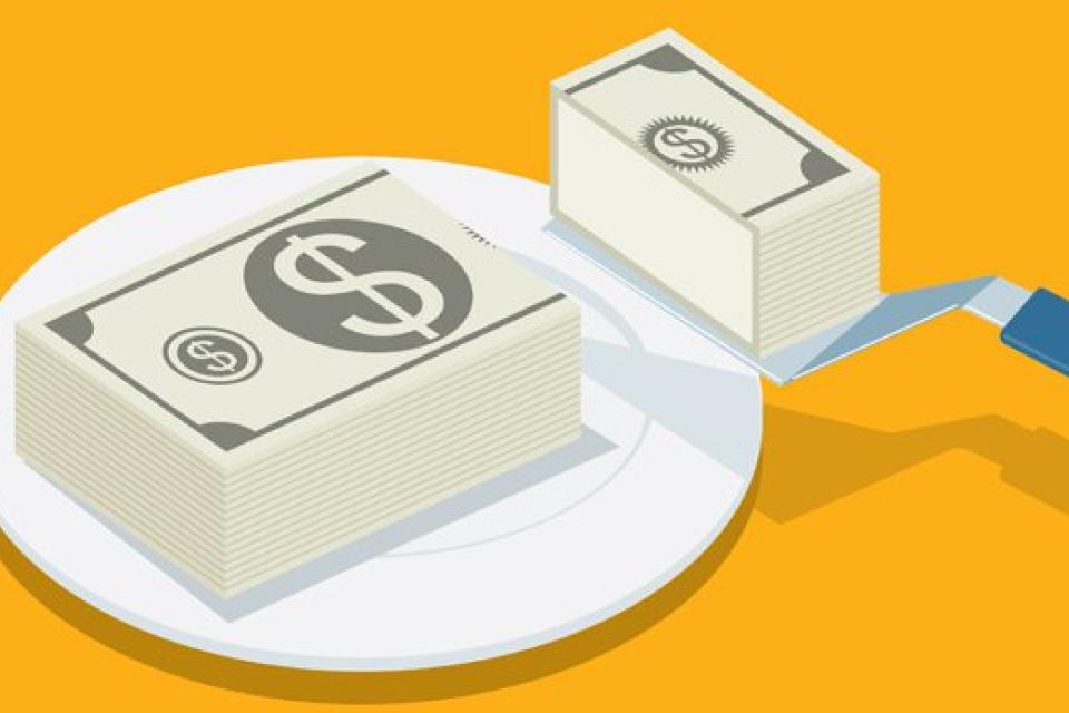 illustration of money on a platter